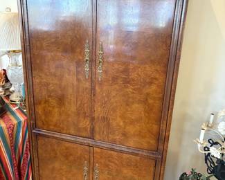 Henredon Charles X Burled Walnut TV Chest/Multi Purpose Cabinet 