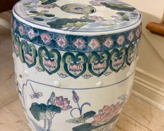Chinese Ceramic Pink Lotus Garden Stool