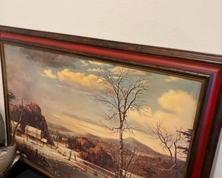 Vintage Framed Currier & Ives Print “Winter in the Country”