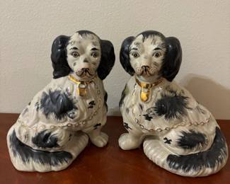 Antique Staffordshire King Charles Spaniel Dogs