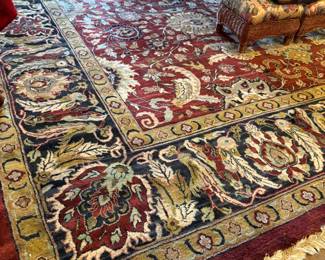 Hand Knotted Wool Indian Agra Area Rug, 10’ x 14’