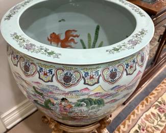 Koi Fish Bowl Rose Famille Chinese Porcelain Planter