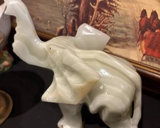 Vintage Green Onyx Elephant 