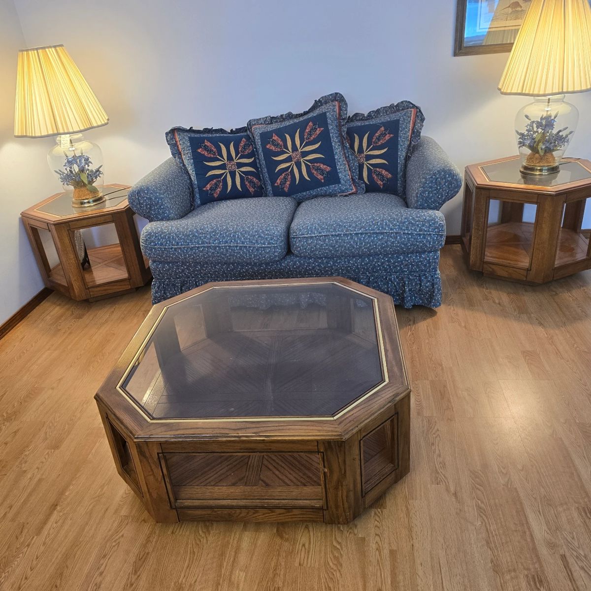 love seat, end tables