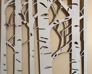 Birch tree wood wall art.