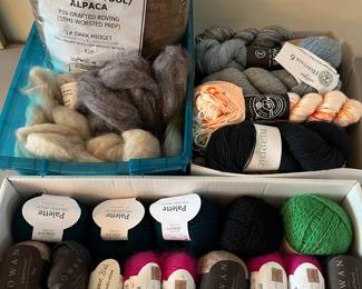 Hundreds of skeins of quality yarn. More shown in following photos.
