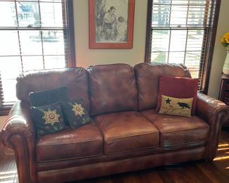 Flexsteel brown leather couch.