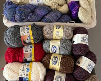 Hundreds of skeins of quality yarn. More shown in following photos.