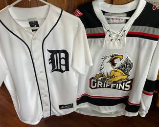Detroit Tigers and Grand Rapids Griffins jerseys.