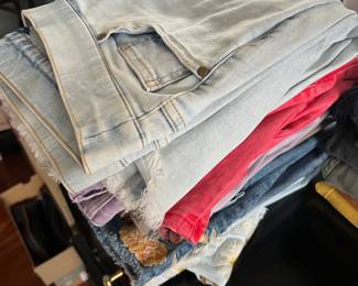 Selection of women’s jeans by Halston, Laurie Felt, Tommy Hilfiger, Talbots, J. Jill, and other name brands.