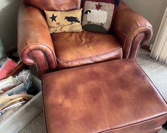 Leather chair and ottoman by Flexsteel.