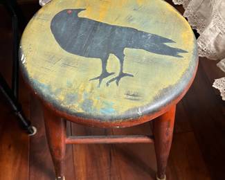 Folk art crow stool by David Smykal.