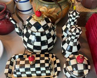 Mackenzie Childs “Courtly Check” teapot, shakers, butter dish, and more.