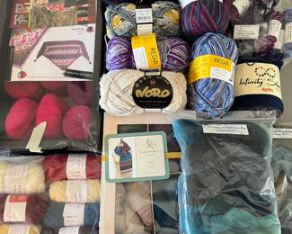 Hundreds of skeins of quality yarn. More shown in following photos.