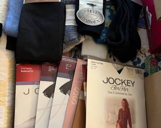 Many new-with-tags socks and nylons.