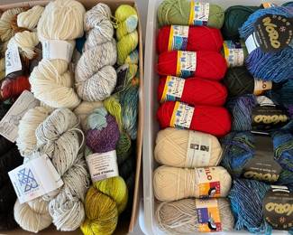 Hundreds of skeins of quality yarn. More shown in following photos.