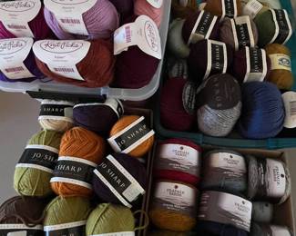 Hundreds of skeins of quality yarn. More shown in following photos.