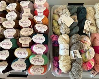 Hundreds of skeins of quality yarn. More shown in following photos.