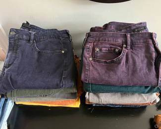 Selection of women’s jeans by Halston, Laurie Felt, Tommy Hilfiger, Talbots, J. Jill, and other name brands.
