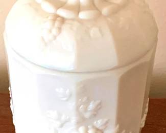 100 Milk Glass Covered Jar - 6" Tall