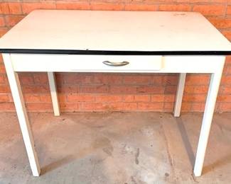 201 Vintage Metal Top/Wood Base Table 40 x 25 x 31