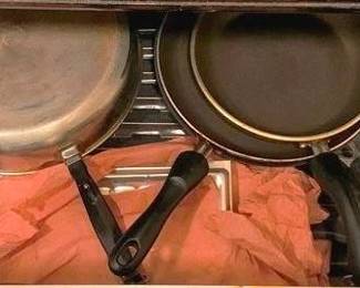 236 Assorted Frying Pans (bottom oven drawer)
