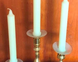 190 3 Brass Candle Holders - 8" x 7" x 4"