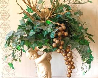 78 Figure Planter with Faux Plant - 14" Tall