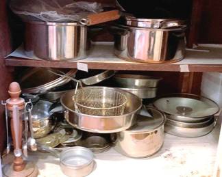 241 Cabinet Lot of Pots & More