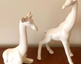 97 2 Ceramic Giraffe Figures - 12" & 15" Tall