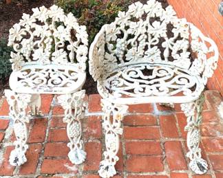 83 Vintage Cast Iron Grapevine Garden Furniture, 2pcs 16 x 12 x 28