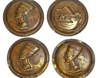 Vintage Brass Embossed Nefertiti Discs