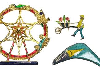 Assortment of Enameled Brooches More