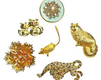 Variety of Vintage Rhinestone BroochesPins