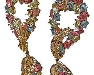 Stunning Trifari Clip Back Stone Earrings