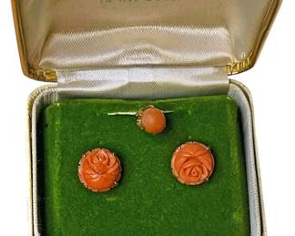 14K Gold Coral Colored Earrings