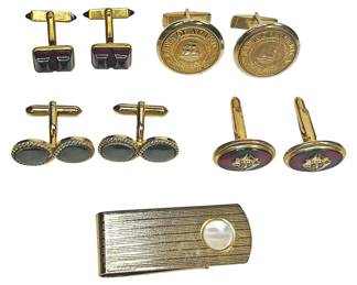 Gold Tone Cufflinks Money Clip