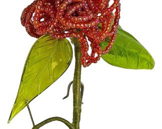 Beaded Flower Bee Brooch