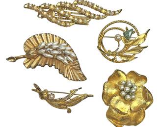 Striking Vintag Gold Tone Brooches