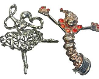 1940s Clown Brooch Ribbon Brooch