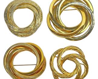 Brillian Gold Tone Circle Brooches