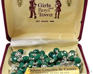 Green Glass Bead Rosary