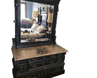Exquisite 1800s Renaissance Revival Marble topped dresser 