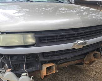 2001 Chevy Silverado 2500 with Utility bed with doors; 6.0 litre; 2WD automatic; 95,641 mileage; 4L80E transmission; Command Pro Compressor (in bed), 3/4 ton; SafeDAir Generator; Roof mount strobe lights (white); Aluminum flip-over bumper vice hitch 2" & 2 5/16" 