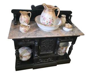Exquisite 1800s Renaissance Revival Marble topped Wash stand