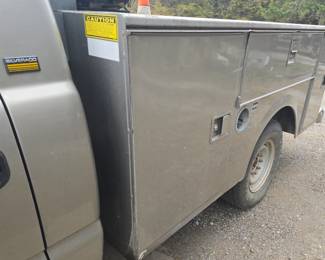2001 Chevy Silverado 2500 with Utility bed with doors; 6.0 litre; 2WD automatic; 95,641 mileage; 4L80E transmission; Command Pro Compressor (in bed), 3/4 ton; SafeDAir Generator; Roof mount strobe lights (white); Aluminum flip-over bumper vice hitch 2" & 2 5/16" 
