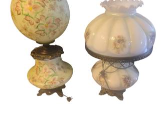 Hand-painted antique electrified lamps