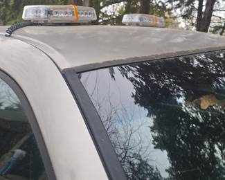 2001 Chevy Silverado 2500 with Utility bed with doors; 6.0 litre; 2WD automatic; 95,641 mileage; 4L80E transmission; Command Pro Compressor (in bed), 3/4 ton; SafeDAir Generator; Roof mount strobe lights (white); Aluminum flip-over bumper vice hitch 2" & 2 5/16" 