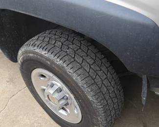 2001 Chevy Silverado 2500 with Utility bed with doors; 6.0 litre; 2WD automatic; 95,641 mileage; 4L80E transmission; Command Pro Compressor (in bed), 3/4 ton; SafeDAir Generator; Roof mount strobe lights (white); Aluminum flip-over bumper vice hitch 2" & 2 5/16" 