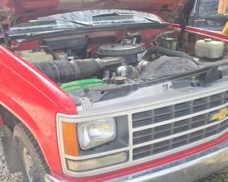1993 Chevy Cheyenne 3500 Red Pick-up truck;  1 ton truck; 5.7 litre; Mileage 128,741